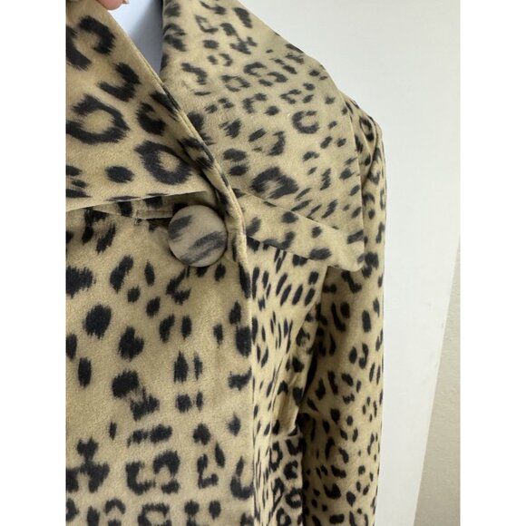 CHICO'S Leopard Print Brushed Leather Asymmetrical Crop Jacket Sz 1 - Picture 3 of 6